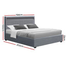 Artiss Bed Frame Double Size LED Gas Lift Grey COLE - RnR Galore
