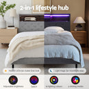 Artiss Bed Frame Double Size LED Mattress Base Platform with Storage Shelf Hidden Storage Box Grey - RnR Galore