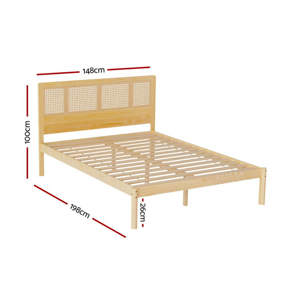Artiss Bed Frame Double Size Rattan Wooden RITA - RnR Galore