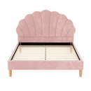 Artiss Bed Frame Double Size Scallop - Shape Bedhead Beds Base Pink Velvet Fabric - RnR Galore