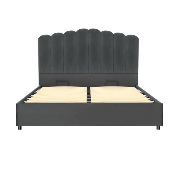 Artiss Bed Frame Double Size Velvet Grey FION - RnR Galore