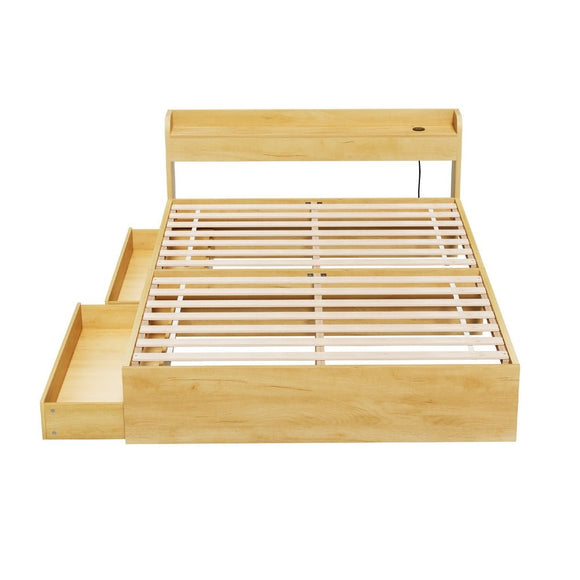Artiss Bed Frame Double Size with Charging Ports and 2 Drawers AURA - RnR Galore