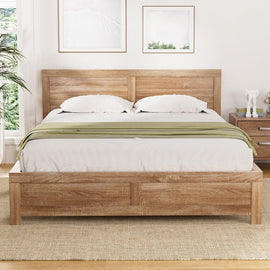 Artiss Bed Frame Double Size Wooden Acacia Wood OATMEAL - RnR Galore