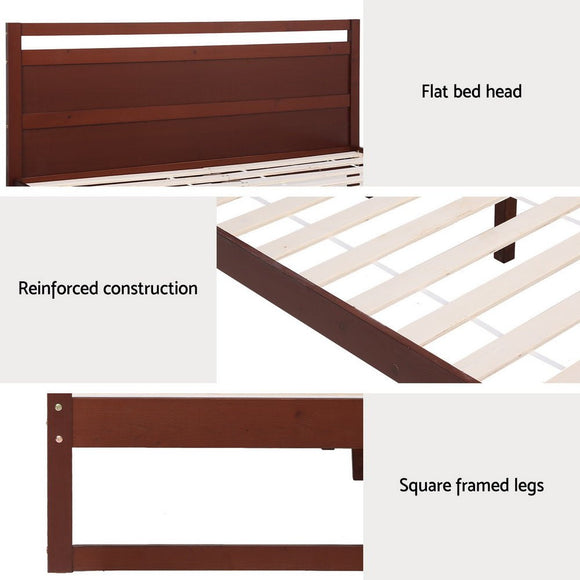 Artiss Bed Frame Double Size Wooden Walnut WITTON - RnR Galore