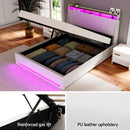 Artiss Bed Frame Gas Lift LED Beds Base Platform White PVC Leather Storage Headboard - Double - RnR Galore