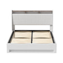 Artiss Bed Frame Gas Lift LED Beds Base Platform White PVC Leather Storage Headboard - Double - RnR Galore