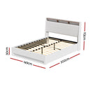 Artiss Bed Frame Gas Lift LED Beds Base Platform White PVC Leather Storage Headboard - Double - RnR Galore
