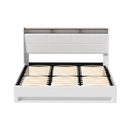 Artiss Bed Frame Gas Lift LED Beds Base Platform White PVC Leather Storage Headboard - King - RnR Galore
