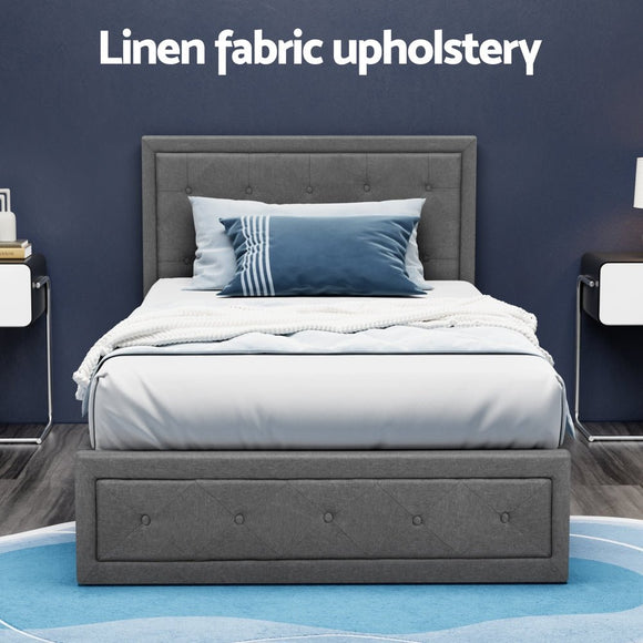Artiss Bed Frame King Single Size Gas Lift Mattress Base with Storage Fabric - RnR Galore