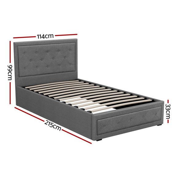 Artiss Bed Frame King Single Size Gas Lift Mattress Base with Storage Fabric - RnR Galore