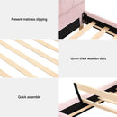 Artiss Bed Frame King Single Size Scallop - Shape Bedhead Beds Base Pink Velvet Fabric - RnR Galore