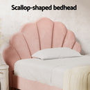 Artiss Bed Frame King Single Size Scallop - Shape Bedhead Beds Base Pink Velvet Fabric - RnR Galore