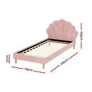 Artiss Bed Frame King Single Size Scallop - Shape Bedhead Beds Base Pink Velvet Fabric - RnR Galore
