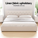 Artiss Bed Frame King Size Gas Lift Beige VILA - RnR Galore