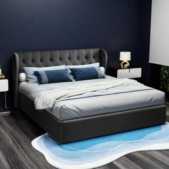 Artiss Bed Frame King Size Gas Lift Charcoal ISSA - RnR Galore