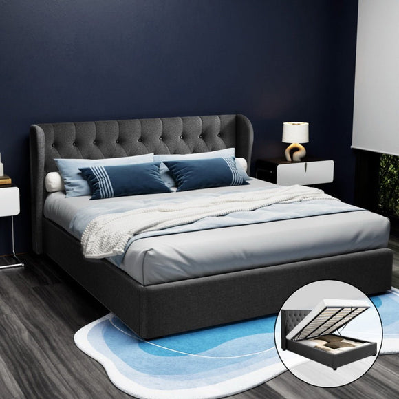 Artiss Bed Frame King Size Gas Lift Charcoal ISSA - RnR Galore