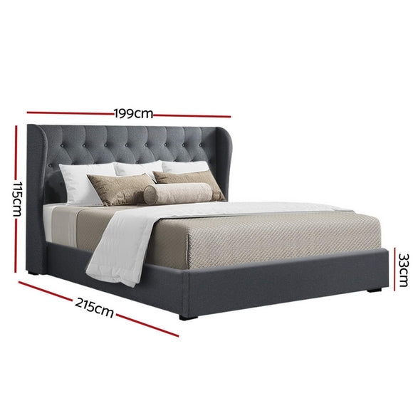 Artiss Bed Frame King Size Gas Lift Charcoal ISSA - RnR Galore