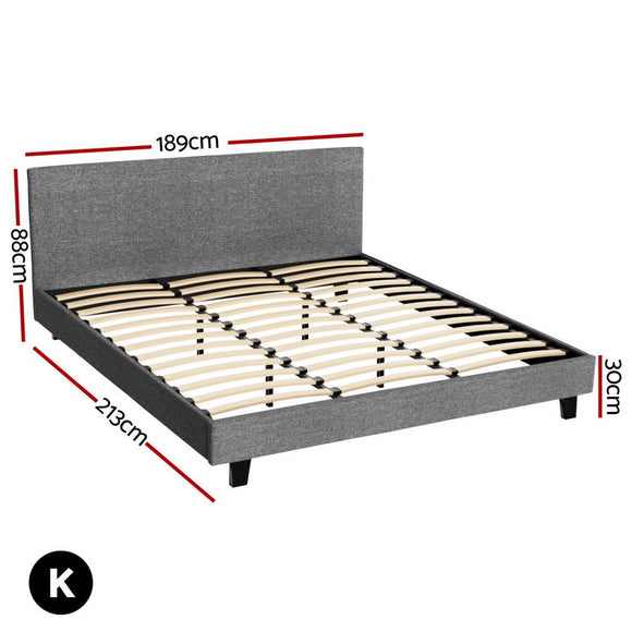 Artiss Bed Frame King Size Grey NEO - RnR Galore