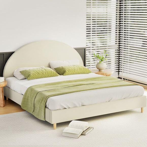 Artiss Bed Frame King Size Velvet Cream ELLA - RnR Galore