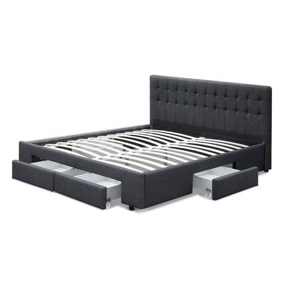Artiss Bed Frame King Size with 4 Drawers Charcoal AVIO - RnR Galore