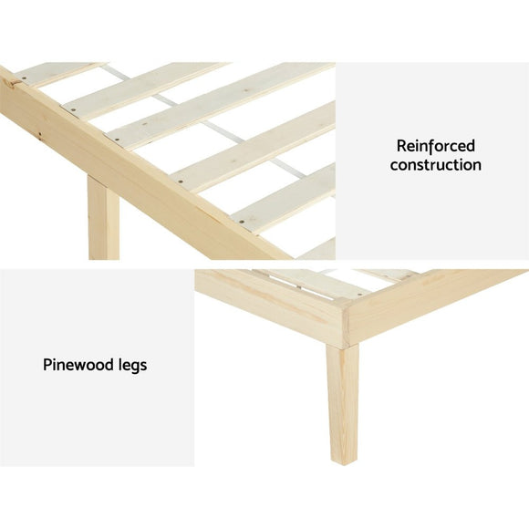Artiss Bed Frame King Size Wooden Base Mattress Platform Timber Pine BRUNO - RnR Galore