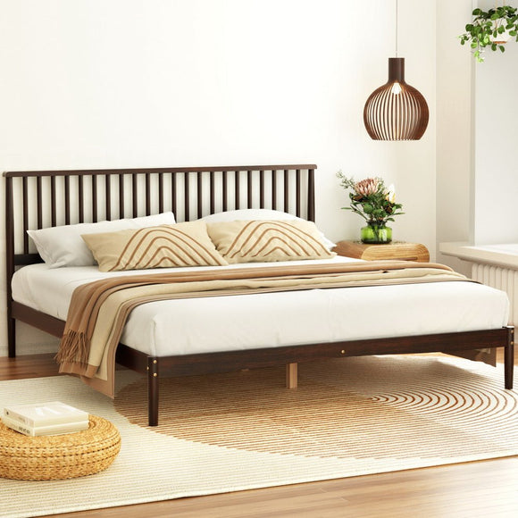 Artiss Bed Frame King Size Wooden Base Mattress Platform Timber Walnut VISE - RnR Galore