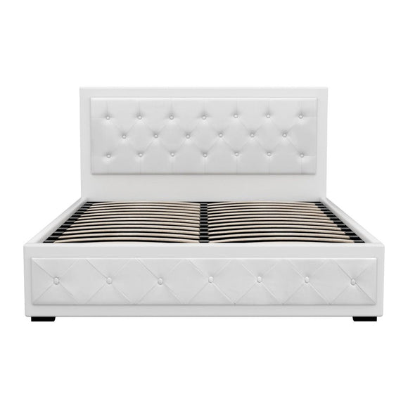 Artiss Bed Frame Queen Size Gas Lift White TIYO - RnR Galore