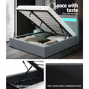 Artiss Bed Frame Queen Size LED Gas Lift Grey COLE - RnR Galore