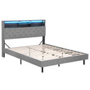 Artiss Bed Frame Queen Size LED Mattress Base Platform with Storage Shelf Hidden Storage Box Grey - RnR Galore