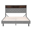 Artiss Bed Frame Queen Size LED Mattress Base Platform with Storage Shelf Hidden Storage Box Grey - RnR Galore