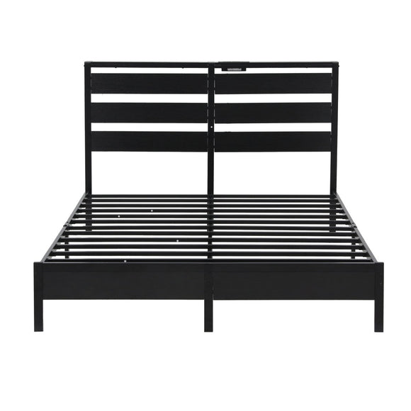 Artiss Bed Frame Queen Size LED Metal Bed Base with Charging Station - RnR Galore
