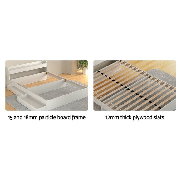 Artiss Bed Frame Queen Size Mattress Base wtih Charging Ports 2 Storage Drawers - RnR Galore