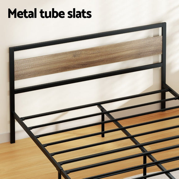 Artiss Bed Frame Queen Size Metal Base Mattress Platform Foundation Black DREW - RnR Galore