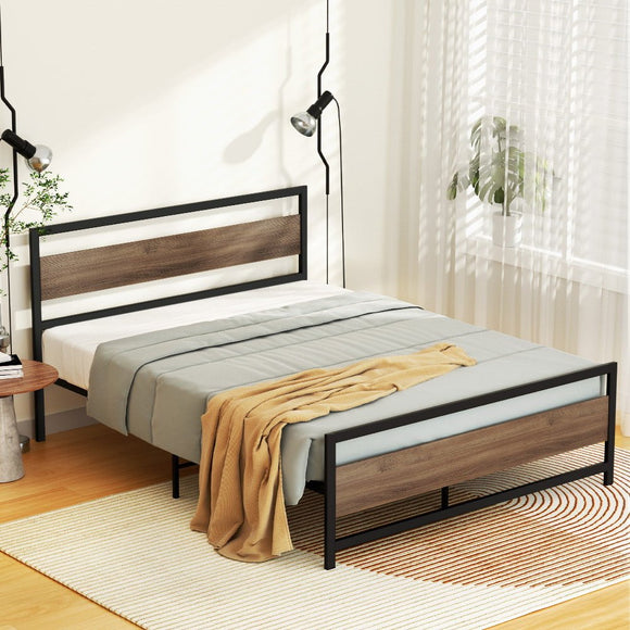 Artiss Bed Frame Queen Size Metal Base Mattress Platform Foundation Black DREW - RnR Galore