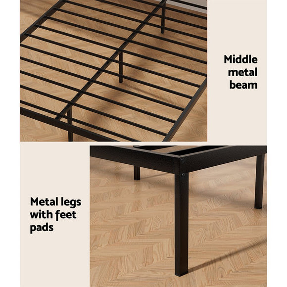 Artiss Bed Frame Queen Size Metal Base Mattress Platform Foundation Black PAULA - RnR Galore