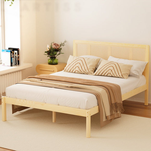 Artiss Bed Frame Queen Size Rattan Wooden RITA - RnR Galore