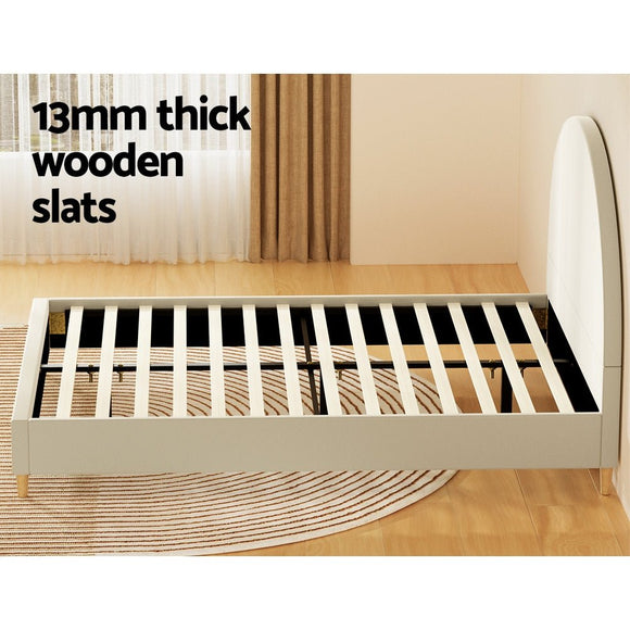 Artiss Bed Frame Queen Size Velvet Cream ELLA - RnR Galore