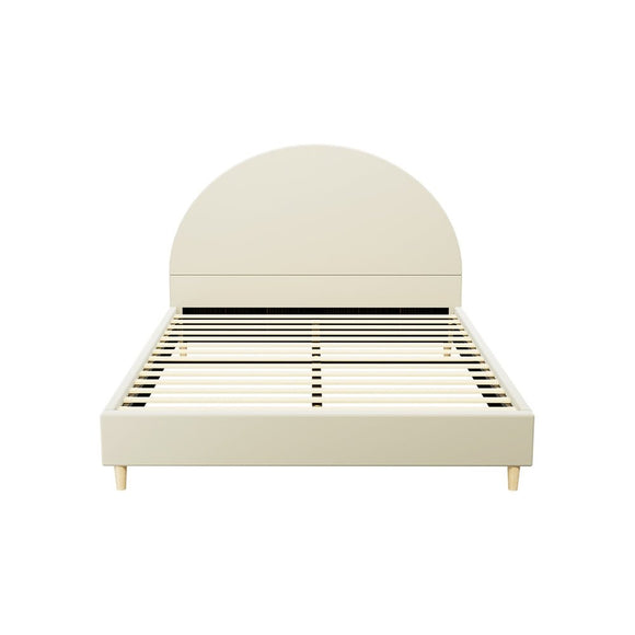 Artiss Bed Frame Queen Size Velvet Cream ELLA - RnR Galore