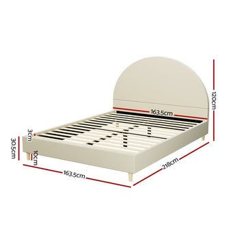 Artiss Bed Frame Queen Size Velvet Cream ELLA - RnR Galore