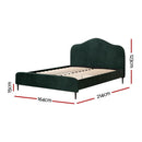 Artiss Bed Frame Queen Size Velvet Dark Green OLAN - RnR Galore