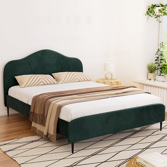 Artiss Bed Frame Queen Size Velvet Dark Green OLAN - RnR Galore