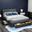 Artiss Bed Frame Queen Size with 4 Drawers Charcoal MILA - RnR Galore