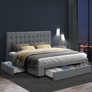Artiss Bed Frame Queen Size with 4 Drawers Grey AVIO - RnR Galore