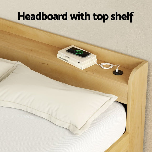 Artiss Bed Frame Queen Size with Charging Ports and 2 Drawers AURA - RnR Galore