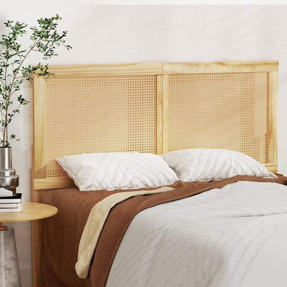 Artiss Bed Frame Queen Size with Rattan Headboard Wooden Bed Base BRUNO - RnR Galore