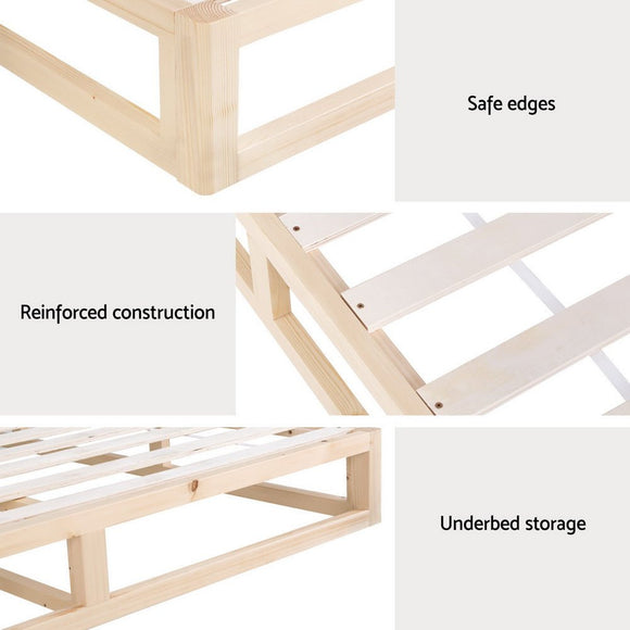 Artiss Bed Frame Queen Size Wooden Base Mattress Platform Timber Pine KALAM - RnR Galore