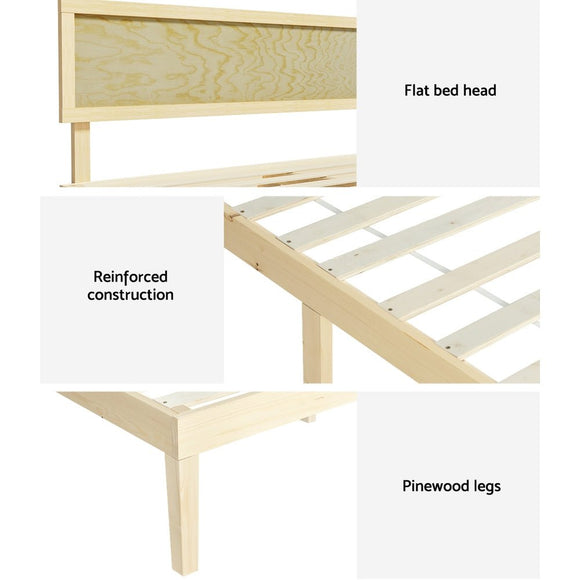 Artiss Bed Frame Queen Size Wooden Base Mattress Platform Timber Pine YUMI - RnR Galore