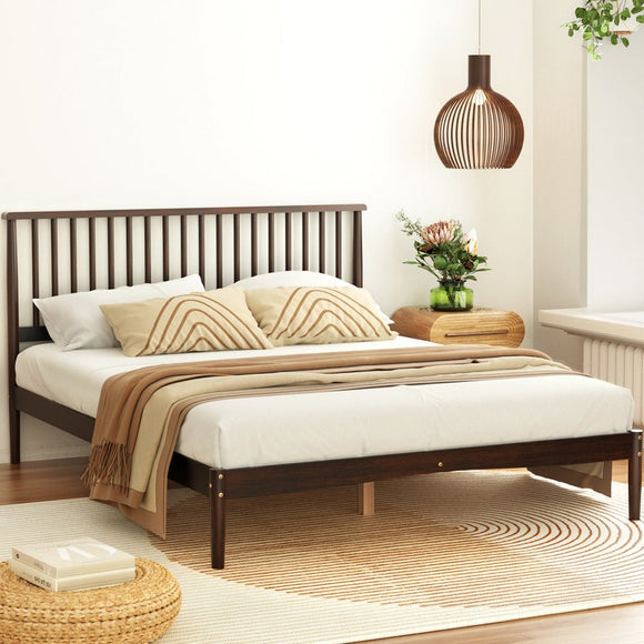 Artiss Bed Frame Queen Size Wooden Base Mattress Platform Timber Walnut VISE - RnR Galore