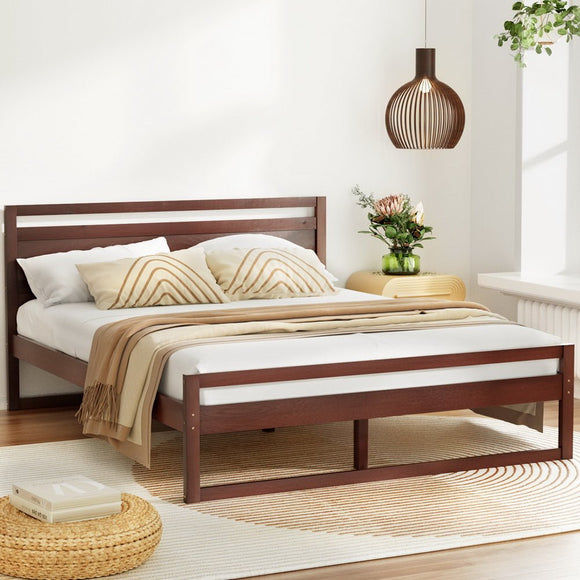 Artiss Bed Frame Queen Size Wooden Walnut WITTON - RnR Galore