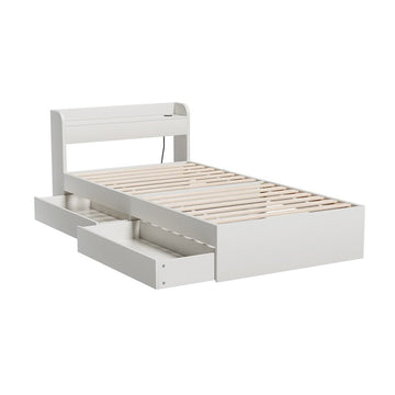 Artiss Bed Frame Single Size Mattress Base wtih Charging Ports 2 Storage Drawers - RnR Galore